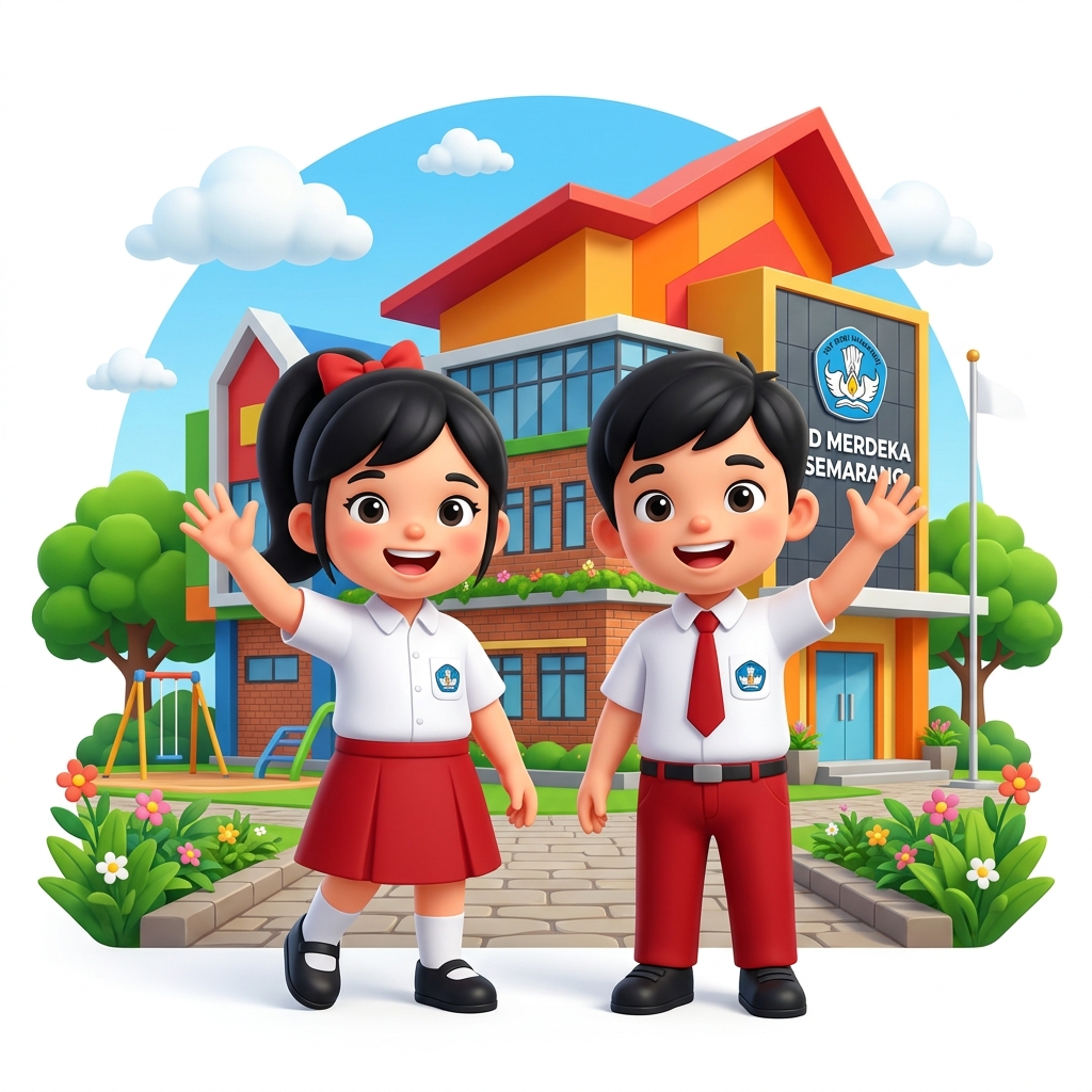 Ilustrasi Anak Sekolah Lucu